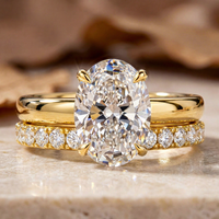 Bague en diamant ovale cultivé en laboratoire certifié IGI, plaqué or, argent 92,5 %, bijou classique pour femme, cadeau