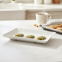 Ensemble de 3 assiettes rectangulaires modernes blanches en porcelaine écologique personnalisées avec impression de logo – Vente directe usine