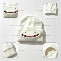Bonnet tricoté unisexe brodé motif Smiley mignon, chaud et coupe-vent, collection Automne-Hiver 2026