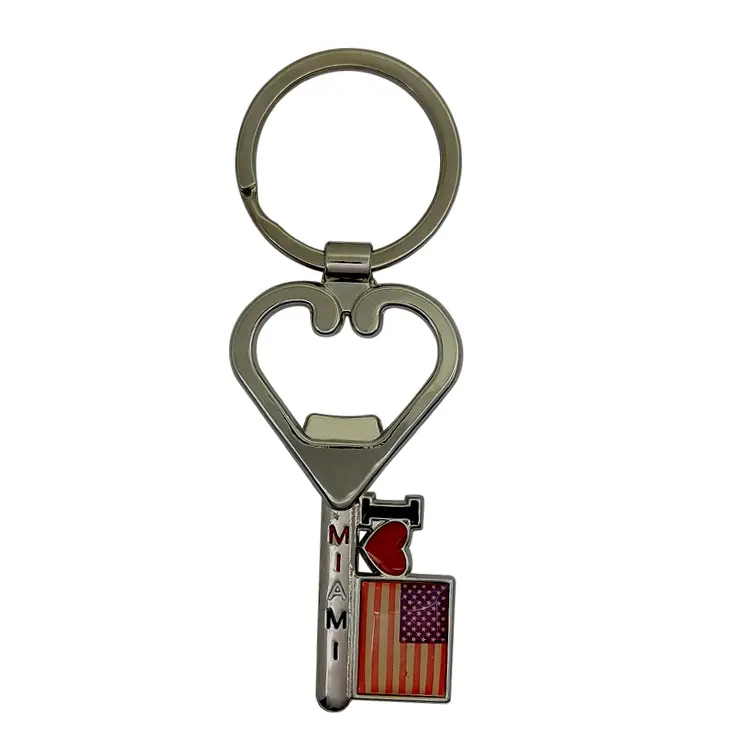 무료 샘플 오프너 열쇠 고리 아연 합금 빈 키 모양 미국 맥주 오프너 키 체인 병