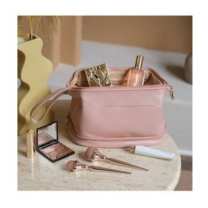 Borsa cosmetica con cerniera in pelle per donna semplice custodia di bellezza <span class=keywords><strong>da</strong></span> viaggio portatile per lavare il trucco <span class=keywords><strong>porta</strong></span> Organizer - Product Image 2