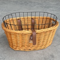 Panier pour animaux de compagnie pour vélo, cage en rotin tressé pour animaux de compagnie, porte-animaux avant pour vélo pour petits chiens et chats, sac de transport pour animaux de compagnie, porte-animaux pour vélo