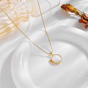 Flower Mother Of Pearl Pendant Necklace With Diamond Bezel Setting For Gift Yiwu Origin - Product Image 2