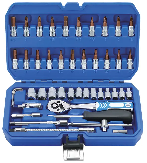 46 pieces of auto repair tool socket hand tool set combination socket wrench set with plastic tool box