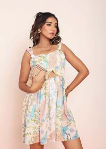 Robe Courte Imprimée à Découpes à la Taille pour Femme, en Tissu Léger, Silhouette Flatteuse, Coupe Confortable - Product Image 5