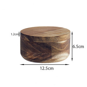 Acacia Wood Salt Cellar 2in1 Spice Jar Seasonings Storage Box Case Swivel Cover <strong>Kitchen</strong> Home Table Salts <strong>Herbs</strong> Pepper <strong>Container</strong> - Product Image 4