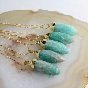 LS-D5418 Commercio All'ingrosso Amazonite Naturale Punto di Pietra Del Pendente Della <span class=keywords><strong>Collana</strong></span> Della Catena - Product Image 1