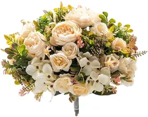 AD-006 sản phẩm phổ biến hoa nhân tạo Hoa Mẫu Đơn lụa bó hoa trang trí nội thất hoa hồng giả