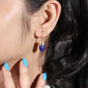 Boucles d'oreilles pendantes mignonnes en argent massif 925 avec pierre précieuse naturelle lapis-lazuli de haute qualité pour femmes et unisexe - Cadeau et bijoux de mariage - Product Image 3
