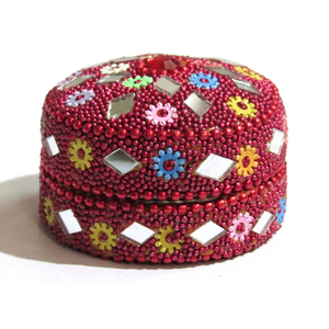 Boîte à Bijoux Ronde de Luxe en Métal Scintillant pour Organisateur de Bijoux Artisanaux Indiens, Emballage Boutique & Prix Abordable - Product Image 1