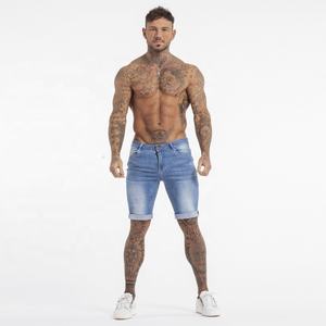 Pantaloni <span class=keywords><strong>Super</strong></span> Skinny alla moda Dropship pantaloncini di <span class=keywords><strong>Jeans</strong></span> strappati blu alti elasticizzati per gli uomini pantaloncini di <span class=keywords><strong>Jeans</strong></span> elastici - Product Image 4