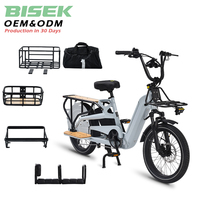 Vélos cargo électriques de 20 pouces certifiés CE/EN15194 avec moteur 36V-500W conception à longue queue cadre en aluminium vers le bas Tube batterie Chine