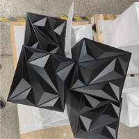 Panneau mural/autocollant 3D moderne en PVC, imperméable, noir mat, forme diamant, pour la décoration murale du salon et de la chambre à coucher
