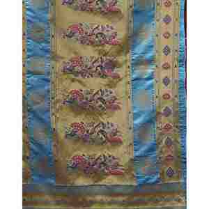 Sari Paithani de Seda Tejida Verde Azulado para Mujer, Estilo Tradicional Indio-Pakistaní, Secado Rápido, para Todas las Estaciones, Bodas, Fiestas, Étnico - Product Image 1