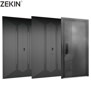 Portes d'entrée résidentielles ZEKIN USA Nfrc pour maison, résistantes aux ouragans, antivol, avec design en <span class=keywords><strong>grille</strong></span> de verre, portes pivotantes en aluminium - Product Image 3