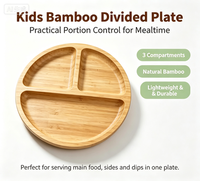 Assiette ronde pour enfants à 3 compartiments, écologique, non toxique, plateau de service pour nourrissons, bambou durable, retour à l'école