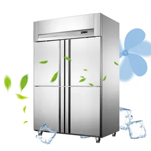 MUXUE 4 half Doors Commercial Refrigerator stainless steel commercial freezer Cold storage four door upright deep freezer