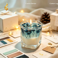 Bougie parfumée moderne esthétique avec incrustations botaniques, en cire de soja, aromathérapie, finition botanique, parfum d'ambiance pour la maison, vente en gros