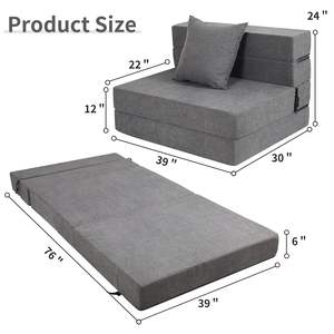 Canapé-lit pliant emballé sous vide Canapé-lit en mousse à <span class=keywords><strong>mémoire</strong></span> <span class=keywords><strong>de</strong></span> <span class=keywords><strong>forme</strong></span> haute densité avec oreiller moelleux - Product Image 3