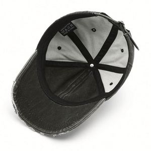 Gorra de béisbol de mezclilla vintage para hombre, con efecto desgastado, estilo 'Dad Hat' negro, para mujer, con personalidad, gorras deportivas con efecto desgastado. - Product Image 3