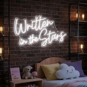 Insegna al Neon 'Written in the Stars', Consegna Rapida, Design Gratuito, Luce LED al Neon per Matrimoni e Feste, Insegna LED in Acrilico Personalizzata - Product Image 1