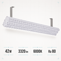 Éclairage LED linéaire pour sports en salle 42W 3320lm 6000K CRI80, double couche anti-éblouissement, sans scintillement, luminaire pour terrain de badminton