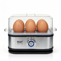 Cuiseur à œufs électrique RAF à arrêt automatique, capacité 6 œufs, pour œufs pochés ou durs, plaque en acier inoxydable R.0061, pour le petit-déjeuner à la maison