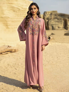 Abito Abaya <span class=keywords><strong>donna</strong></span> modesto e <span class=keywords><strong>moderno</strong></span> Dubai elegante aperto traspirante lungo per l'estate e taglia unica per <span class=keywords><strong>abbigliamento</strong></span> musulmano di tendenza - Product Image 5