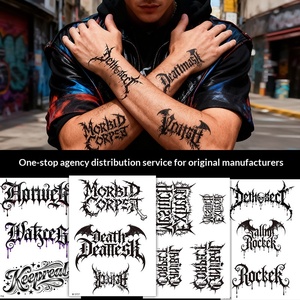 Tatuajes Temporales Estilo Grafiti Urbano Americano, Resistentes al Agua, Duraderos, Coloridos, con Letras de Dibujos Animados - Product Image 3