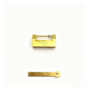 Cadenas plaqué or avec motif Fu, 31 mm x 17 mm, en alliage de zinc, petit cadenas pour usage domestique - Product Image 4