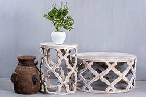 Mesa de Centro Estilo Rústico, Redonda, Mueble de Sala de Estar, Resistente y Móvil, de Bambú y Ratán - Product Image 4