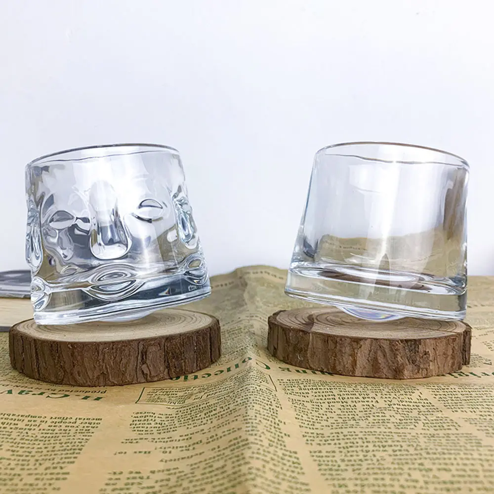 Wholesale High Quality Tilting Creative Rotatable Fashioned Crystal Whiskey Water Glasses Drinking cup 150ml 5oz