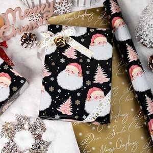 Christmas Wrapping <b>Paper</b> Black Gold Double Side Wrapping <b>Paper</b> Santa Claus Christmas <b>pattern</b> wrapping <b>paper</b> - Product Image 1