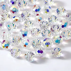 Junjiao kristal düz Faceted 6 renkler dekoratif boncuklar cam parlak 4mm 6mm 8mm boncuk takı yapımı Diy boncuk