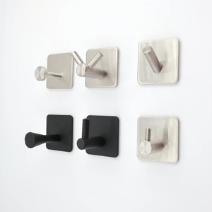Ganci appendiabiti all'ingrosso autoadesivi in acciaio inossidabile per bagno da cucina ganci per appendiabiti singoli quadrati - Product Image 6