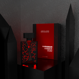 ABOLAND Rectangular Perfume Bottle With Lava Crackle Design <b>Black</b> Screw Cap Screen Printed Glass Container - Product Image 3