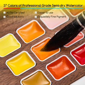 MEEDEN Set <span class=keywords><strong>de</strong></span> peinture à l'aquarelle <span class=keywords><strong>de</strong></span> voyage 27 couleurs boîte portable en bois <span class=keywords><strong>de</strong></span> noyer noir américain, kit <span class=keywords><strong>de</strong></span> peinture avec pinceaux artiste - Product Image 4