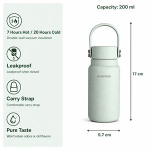 Nouvelle gourde isotherme classique en acier inoxydable à double paroi de 6,7 oz, bouteille d'eau de poche, anti-fuite, sans BPA, durable, 7 à 20 heures - Product Image 2