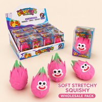 Jouet Squishy Croustillant en Forme de Fruit du Dragon (Pitaya) avec Visages Amusants, Jouets Anti-Stress à Presser, Cadeau, Boîte de Présentation de 12 Pièces