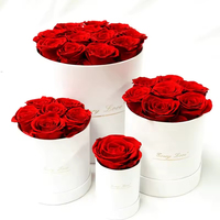Boîte cadeau ronde en velours luxueuse avec couvercle pour ranger des roses éternelles, des objets de décoration pour la maison et les mariages, et des boîtes de rangement pour roses