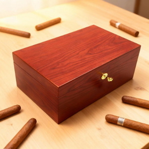 JOFI Cigar Humidor Solid Wood Rectangular Cedar <b>Box</b> Moisture Proof Large Capacity Double Layered <b>Storage</b> Case - Product Image 1