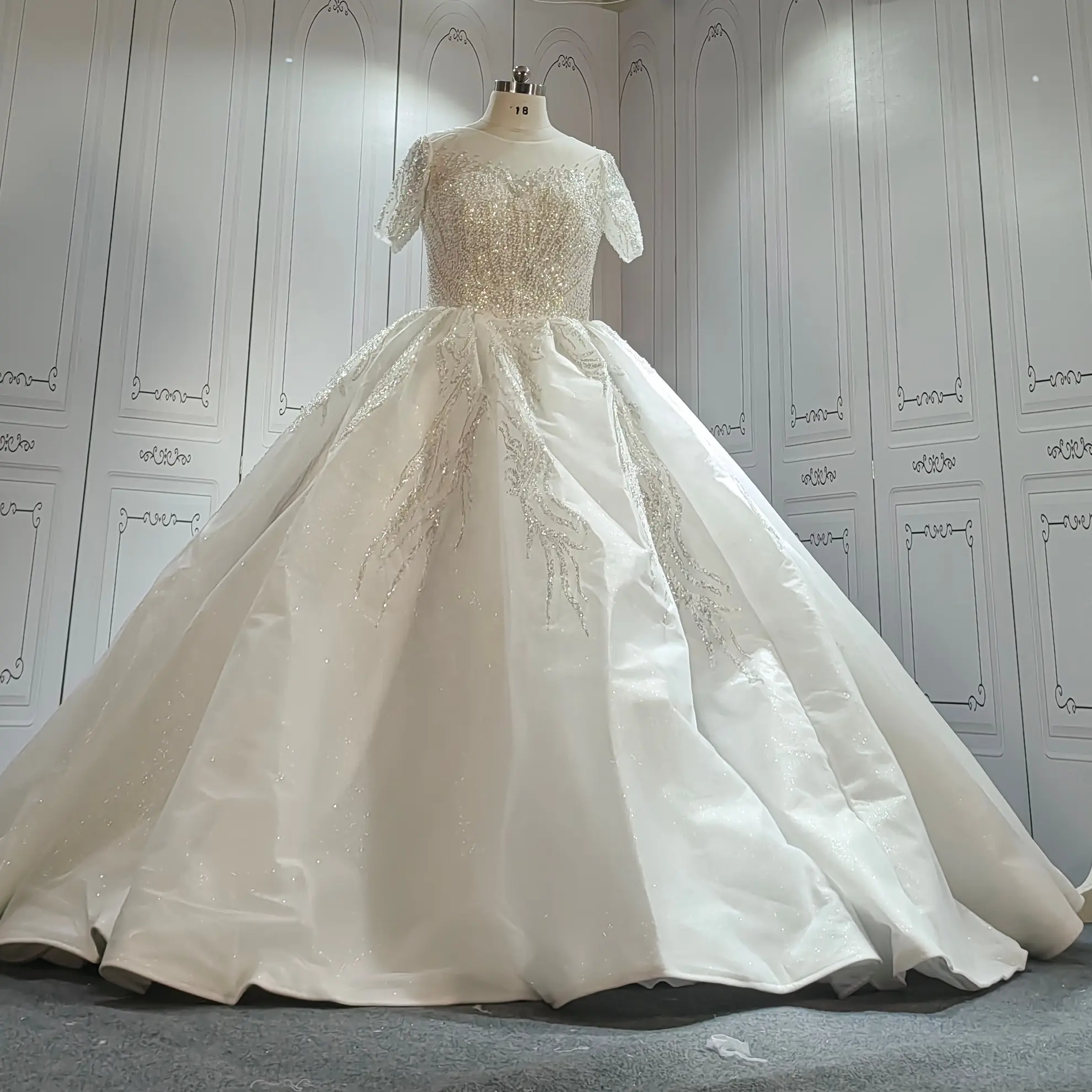 Short Sleeve Wedding Dress Classic V-neck Ball Gown Princess Sweet Robe De Mariage Plus Size Vestido De Noiva