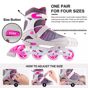 Patins à roulettes en ligne pour enfants filles avec 4 roues élastiques lumineuses en PU pour débutants - Product Image 6