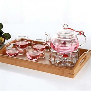 Ensemble <span class=keywords><strong>de</strong></span> théière et <span class=keywords><strong>de</strong></span> tasses à thé en verre borosilicate transparent résistant à la chaleur, <span class=keywords><strong>de</strong></span> luxe, pour les fêtes, avec <span class=keywords><strong>chauffe</strong></span>-thé - Product Image 5