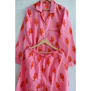 Ensemble de pyjama en coton imprimé pour femmes, doux, confortable, respirant, vêtements de nuit décontractés, vêtements de détente à la maison, élégant, deux pièces - Product Image 4