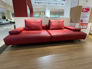 Muebles modernos para sala de estar Cómodo sofá de piel sintética de 3 plazas Sofá de cuero rojo para la venta - Product Image 6