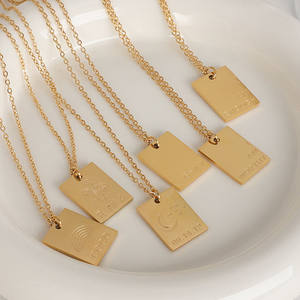 MICCI 18K Plaqué Or En Acier Inoxydable Minimaliste Bijoux Mémorial Lettre D'amour Rectangle Carré Pendentif Collier - Product Image 3