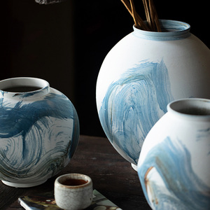 Jingdezhen, jarrón de cerámica chino pintado a mano, estilo de tinta, decoraciones para sala de estar, flores secas, adornos hidropónicos, tarro de porcelana - Product Image 4