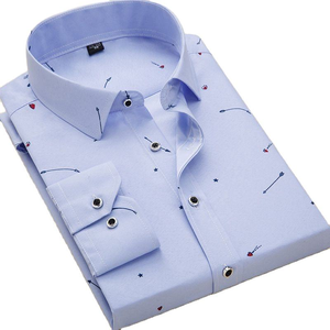 Men's Summer Long Sleeve Poplin Shirt Printed Design Turn Down Collar Single Breasted Casual - Product Image 1
