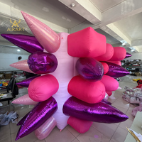 Sculpture d'art gonflable pour exposition d'art, festival de musique, boîte de nuit, décoration de fête, publicité, mur de épines gonflable rose